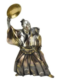 Art Deco Cast Bronze Samurai Warrior 16" Statue