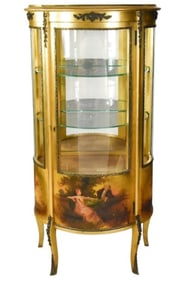 Louis XVI Style Carved Painted Gilt Vitrine