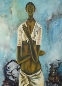 B. Prabha Oil Painting Portrait of Woman