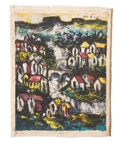 Sayed Haider Raza Oil Painting on Canvas Village