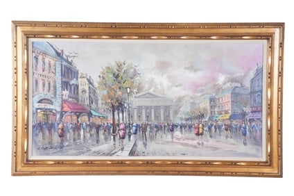 Signed Mid C Oil Painting of Paris Streets