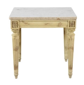 Neoclassical Style Carved Marble Top Side Table