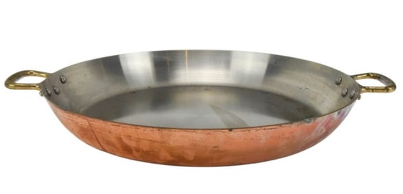 Copper and Brass Paella Saute Pan w Handles