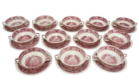 Masons Porcelain Vista Transfer Ware Broth Bowls