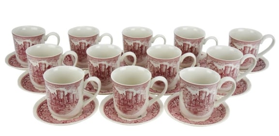 12 Masons Porcelain Vista Transfer Ware Mugs