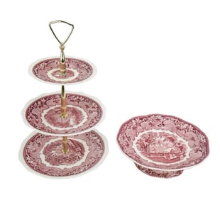 Masons Porcelain Vista Transfer Ware Cake Plates