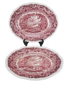 2 Masons Porcelain Vista Transfer Ware Platters