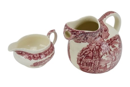 2 Masons Porcelain Vista Transfer Ware Pitchers