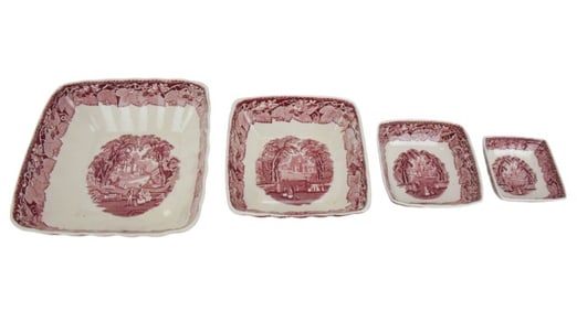4 Masons Porcelain Vista Transfer Ware Dishes