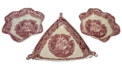 3 Masons Porcelain Vista Transfer Ware Dishes
