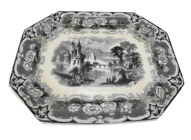 Antique J. Clementson Iron Stone BW Platter