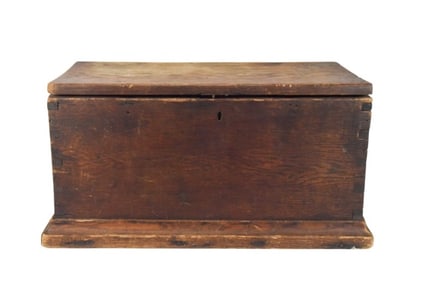 Antique American Primitive Oak Hand Carved Chest
