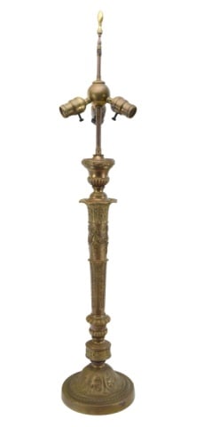 Antique Bronze Neo Classical 3-Light Table Lamp: Antique French Bronze Neo Classical 3-Light Table Lamp. Measures 37 inches x 8 inches in diameter.
