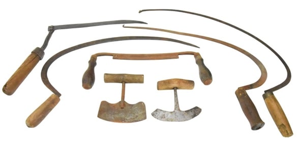 Antique Carved & Forged Sickles & Cutting Tools