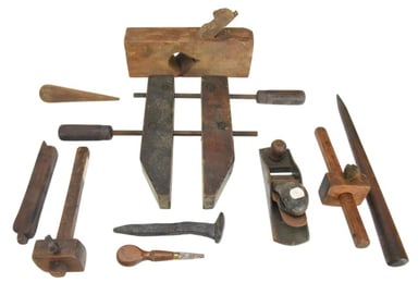 Collection Antique Carpentry Tools, Planes, Vices