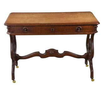 Antique Victorian Rococo Style Carved Desk