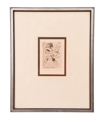 Jack Levine Signed Engraving L'Enlevement Sabines: Jack Levine, American 1915 - 2010, Signed and Numbered 11/250 Engraving Titled L'Enlevement Des Sabines. Framed measures 15 inches x 12 inches, art measures 6 inches x 4 inches.