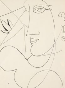 After Francis Newton Souza Drawing Portrait Nude