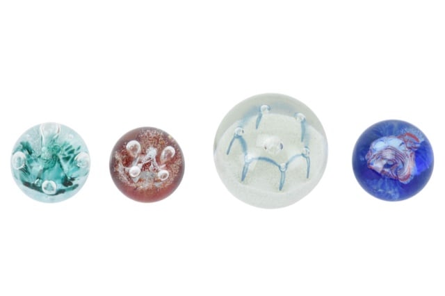 4 Caithness Scotland Art Glass Paperweights: 4 Caithness Scotland Antique Art Glass Paperweights. Larger measures 3 inches in diameter. Paperweights are not signed.