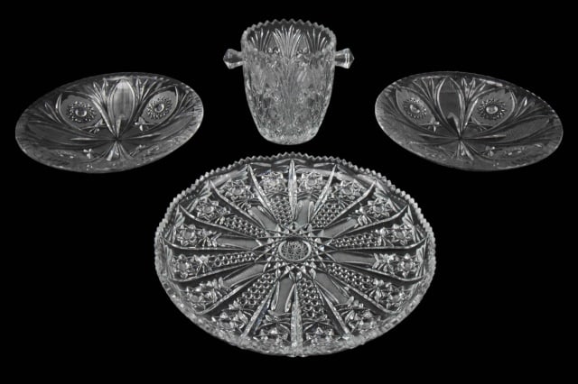 Brilliant Cut Glass Serving Pieces w Star Pattern (1 of 11)