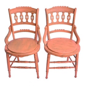 Antique Victorian Restored Hand Carved Armchairs