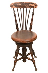Antique Swivel Piano Chair with Ball and Claw Feet