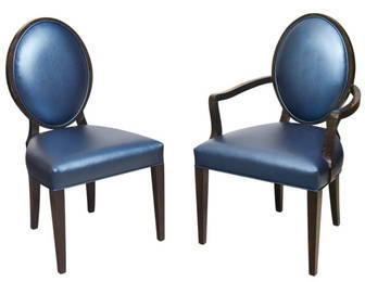 8 Wenge Wood Biedermeier Upholstered Dining Chair