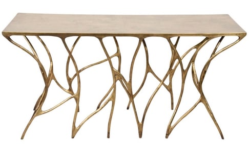 Made Goods Aldrich Console in Antique Gold