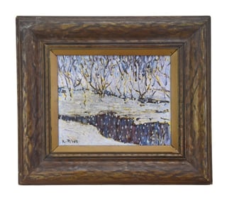 Robert Pilot Signed Oil Painting Winter Landscape