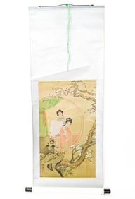 Chinese Scroll Painting Signed 2 Women
