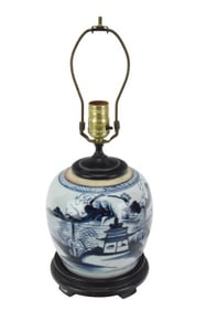 Antique 19th C Chinese Ginger Jar Converted Lamp
