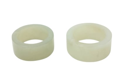 2 Chinese Carved Jade Archer's Rings
