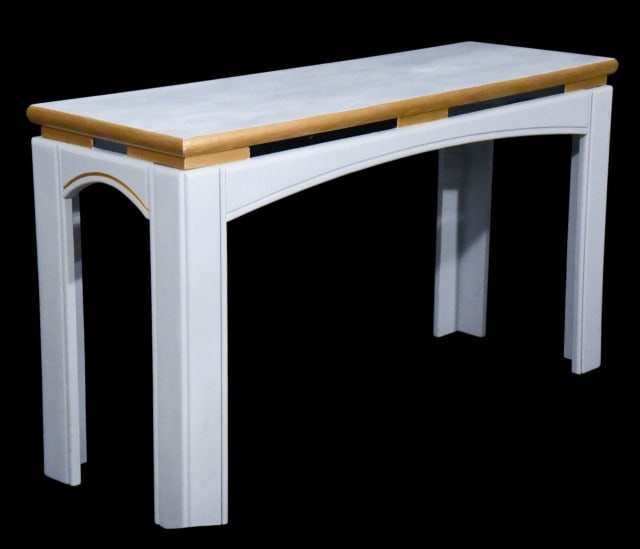 Mid Century Hand Painted with Gilt Console Table: Mid Century Hand Painted with Gilt Console Table.Measures 27 inches x 48 inches x 16 inches.