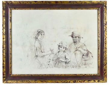 Edna Hibel Signed Lithograph Framed