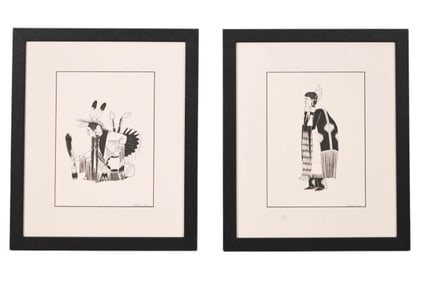 2 Alex & Lori Ann Scalplock Ink Drawings SikSika