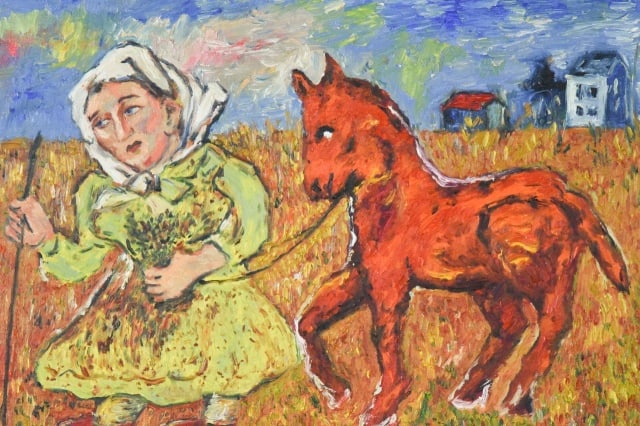 After David Davidovich Burliuk Oil Painting: After David Davidovich Burliuk Oil Painting. Framed measures 21 inches x 26 inches. Any condition statement is given as a courtesy to a client, is only an opinion and should not be treated as a statem