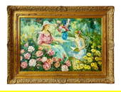 Impressionist Style Oil Painting Mother & Daughter