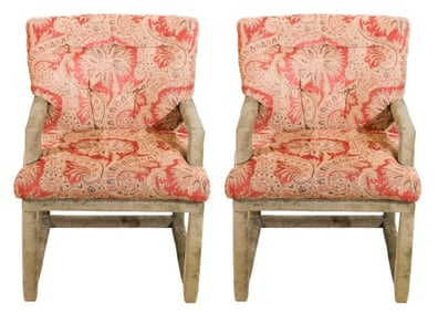 Pair Custom Upholstered Armchairs