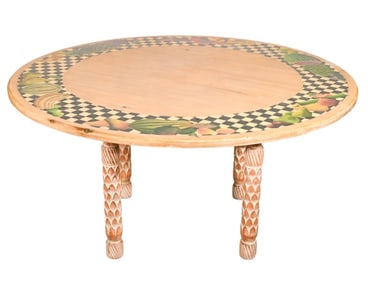 Country Hand Carved Round Dining w/ Fruit Motif