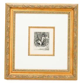 Jean F. Millet Etching Framed Femme Entrainee