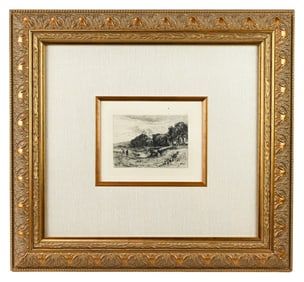 Theodore Rousseau Etching Framed St. Cloud