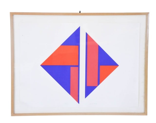 Ilya Bolotowsky Signed Silkscreen Portfolio III: Ilya Bolotowsky, Russian/American 1907-1921, Signed Silkscreen Titled Portfolio III Circa 1970 Numbered 24/25. Framed measures 31 inches x 41 inches, art measures 26 inches x 36 inches.