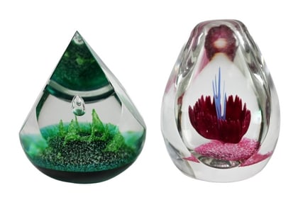 2 Caithness Glass Signed Glass Large Paperweights
