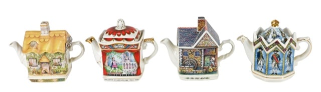4 Wellington Sadler Porcelain Themed Tea Pots