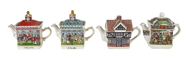 4 Wellington Sadler Porcelain Themed Tea Pots