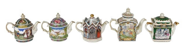 5 Wellington Sadler Porcelain Themed Tea Pots