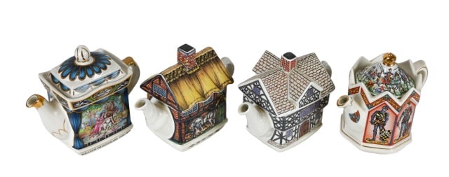 4 Wellington Sadler Porcelain Themed Tea Pots