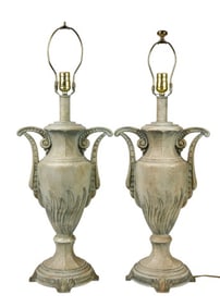 Pair Ceramic Amphora Style Table Lamps