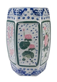 Chinese Hand Painted Blue & Pink Garden Stool