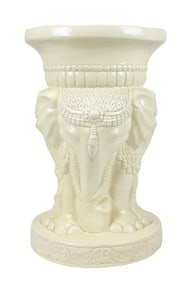3 Headed Elephant Indo Persian White Garden Stool
